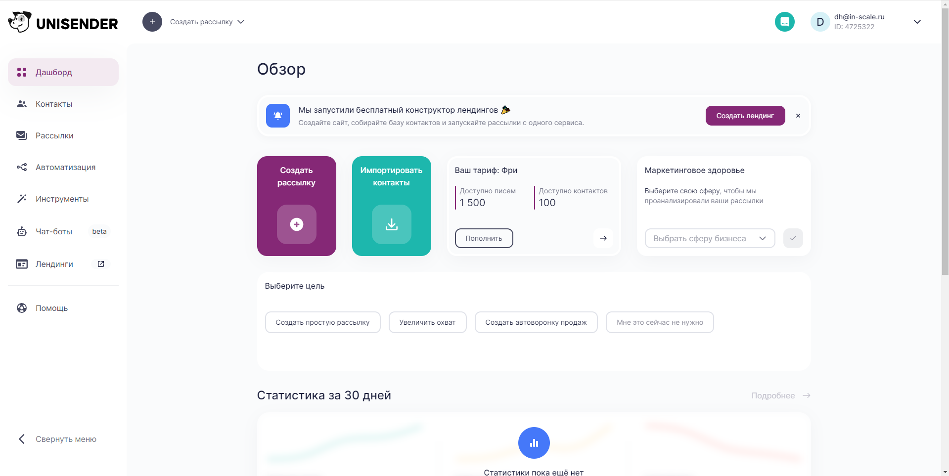 UniSender главная