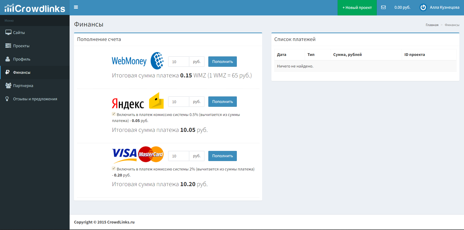 CrowdLinks финансы