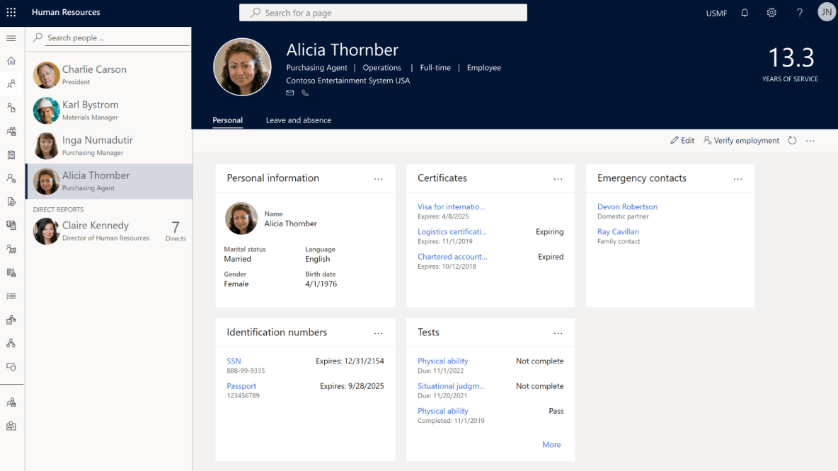 Microsoft Dynamics Сотрудники