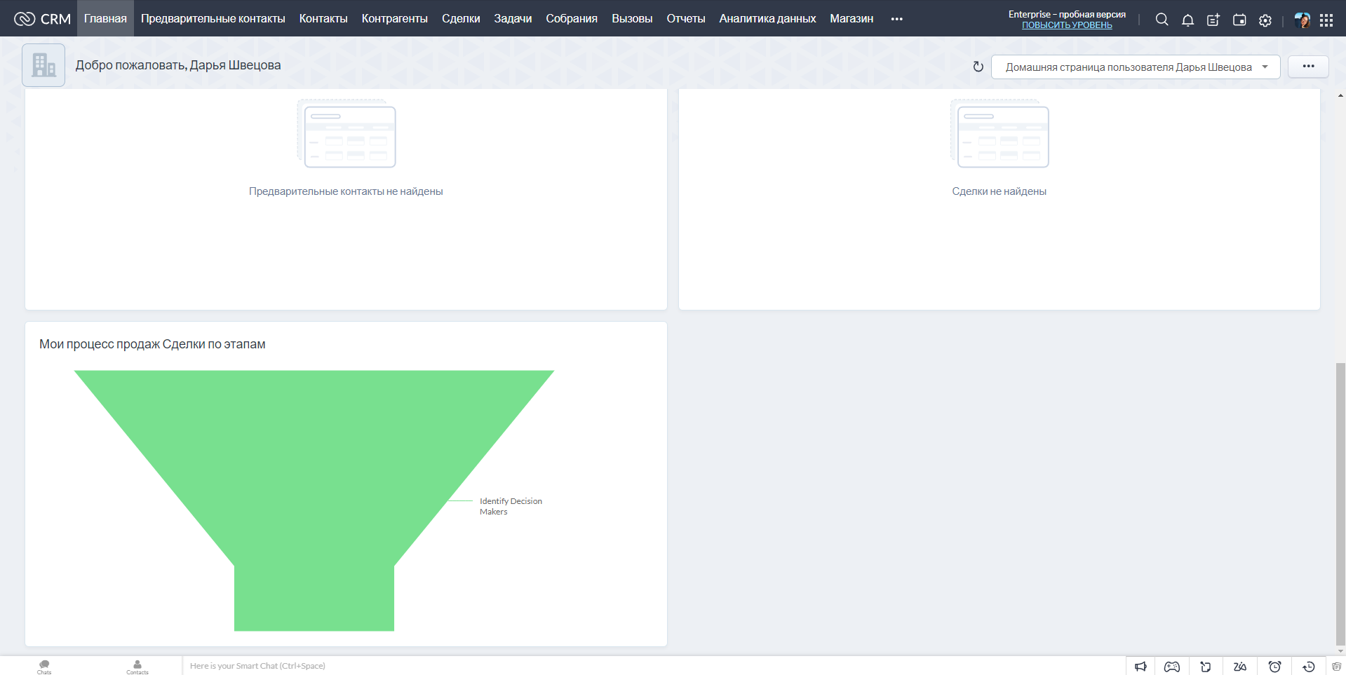 Zoho CRM главная